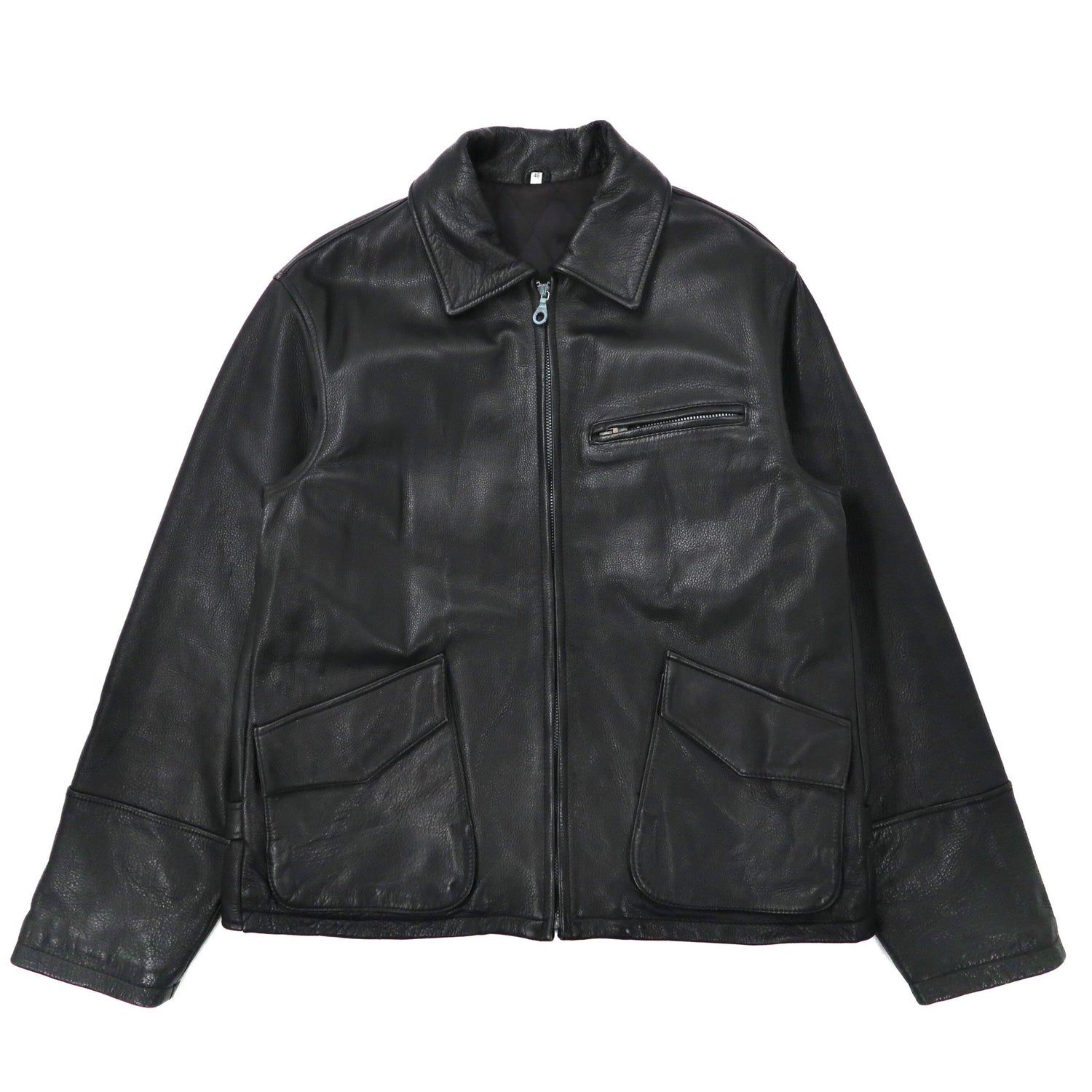 Closed UOMO DONNA Leather Tracker Jacket 48 Black Cowhide Riri Zip