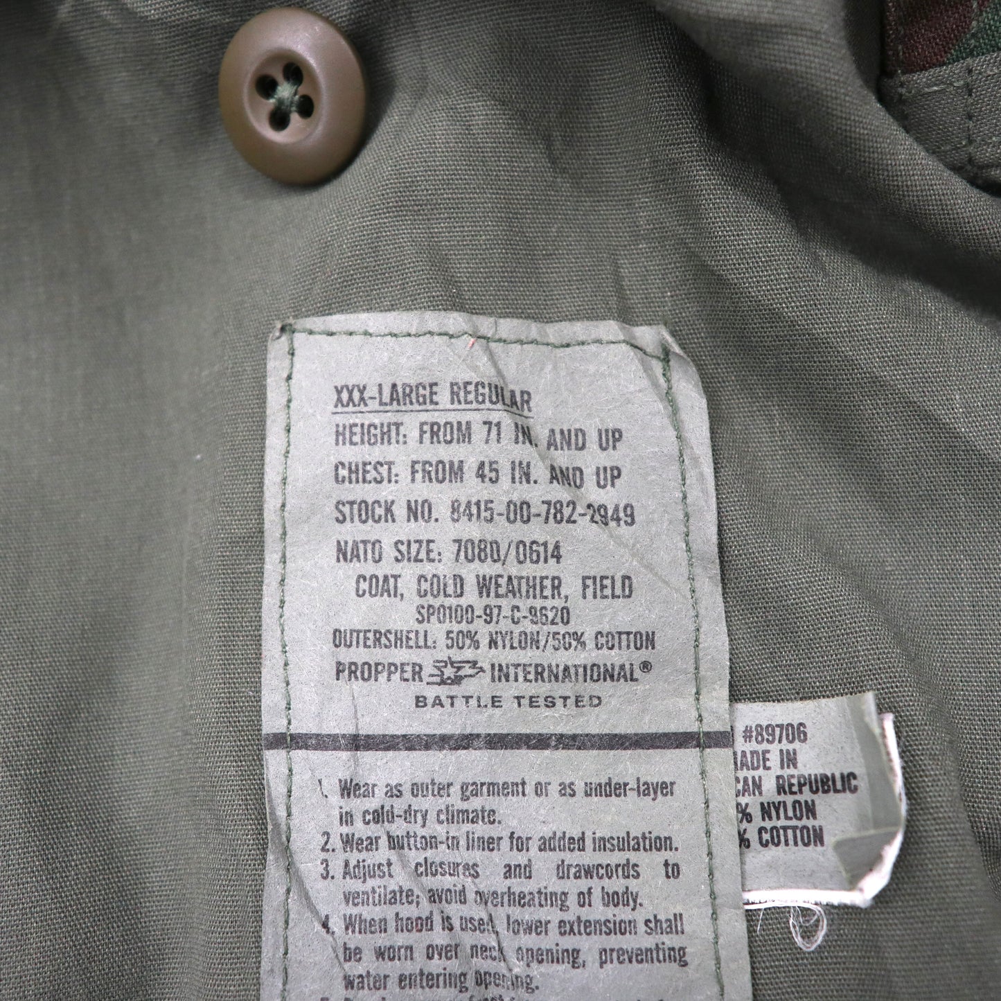 US ARMY M-65 Military Field Jacket フィールドジャケット XXXL カーキ カモフラ ミリタリー PROPPER 8415-00-782-2949