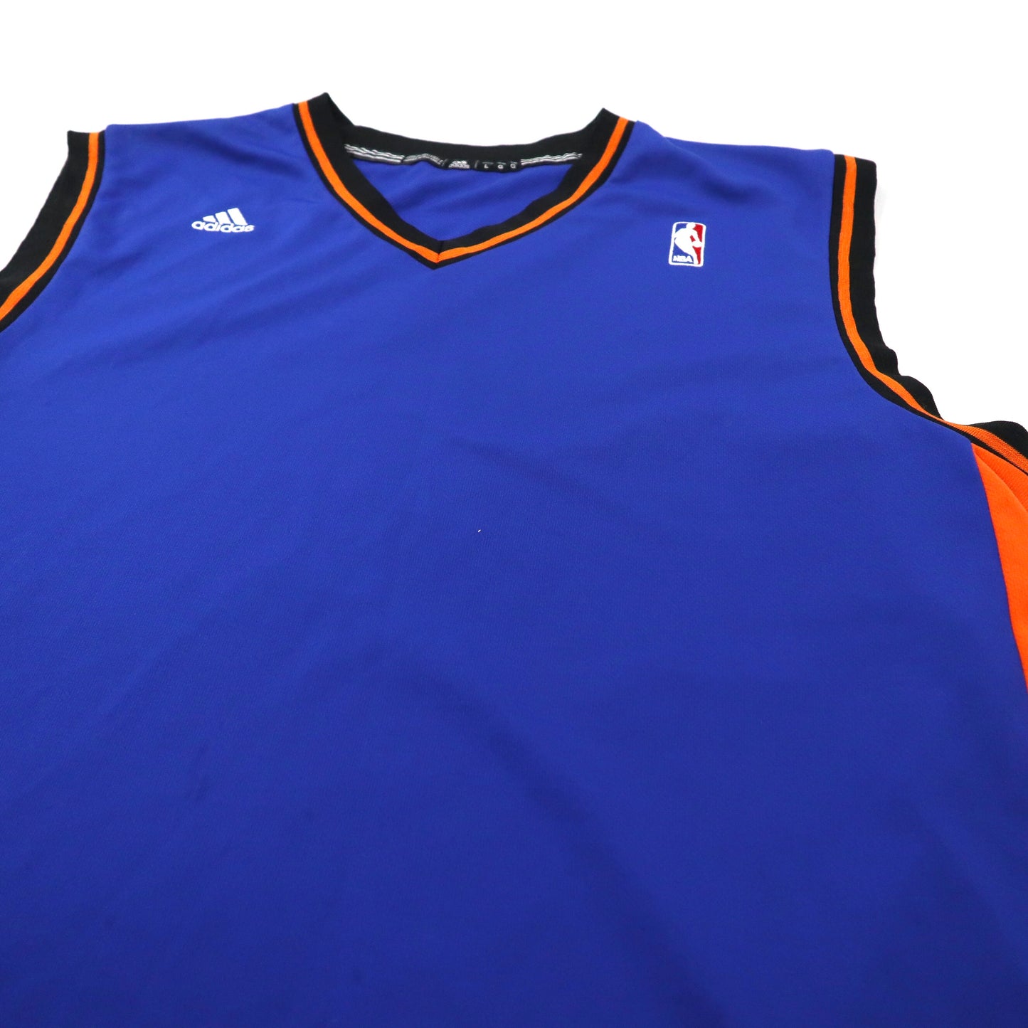 adidas × NBA ゲームシャツ バスケタンクトップ L ブルー ポリエステル ロゴ刺繍 ビッグサイズ グアテマラ製