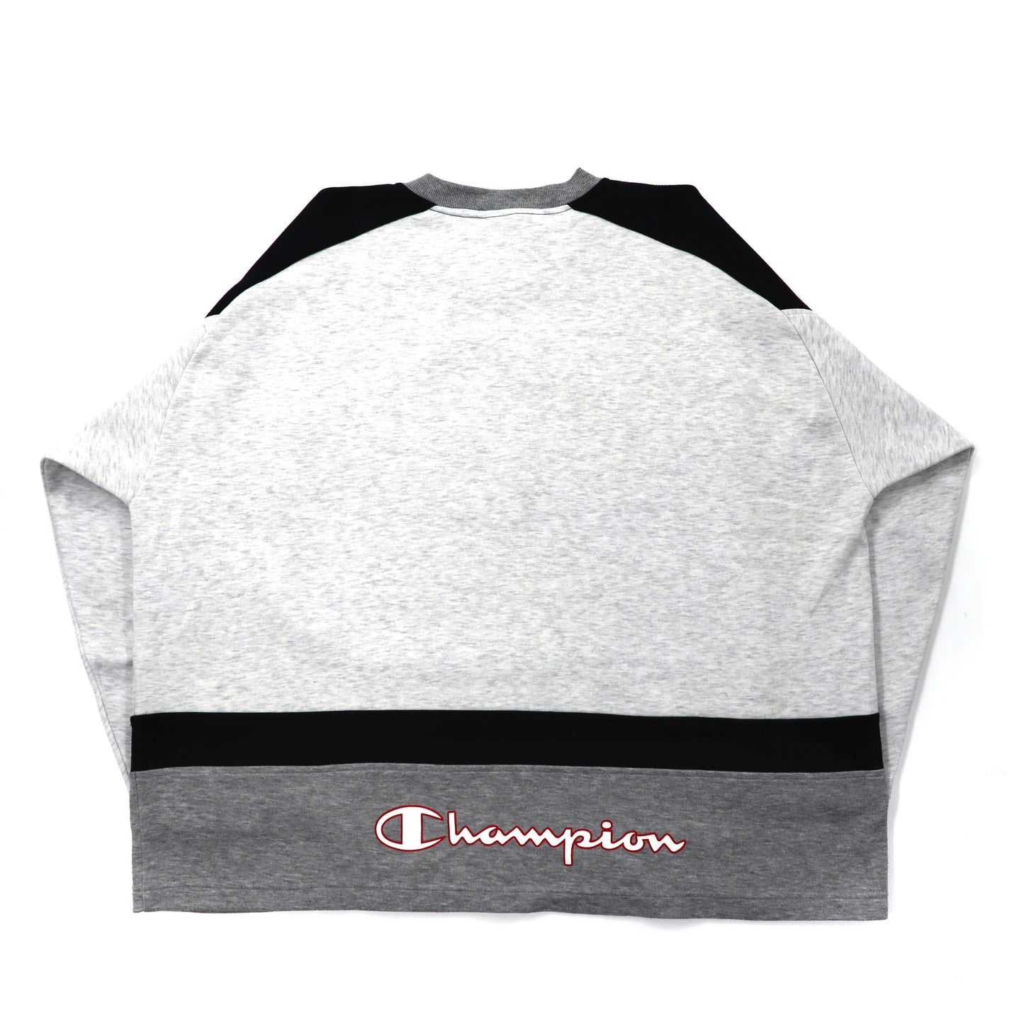 Champion Vネックスウェット 4XL グレー コットン ビッグサイズ スクリプトロゴ 90年代