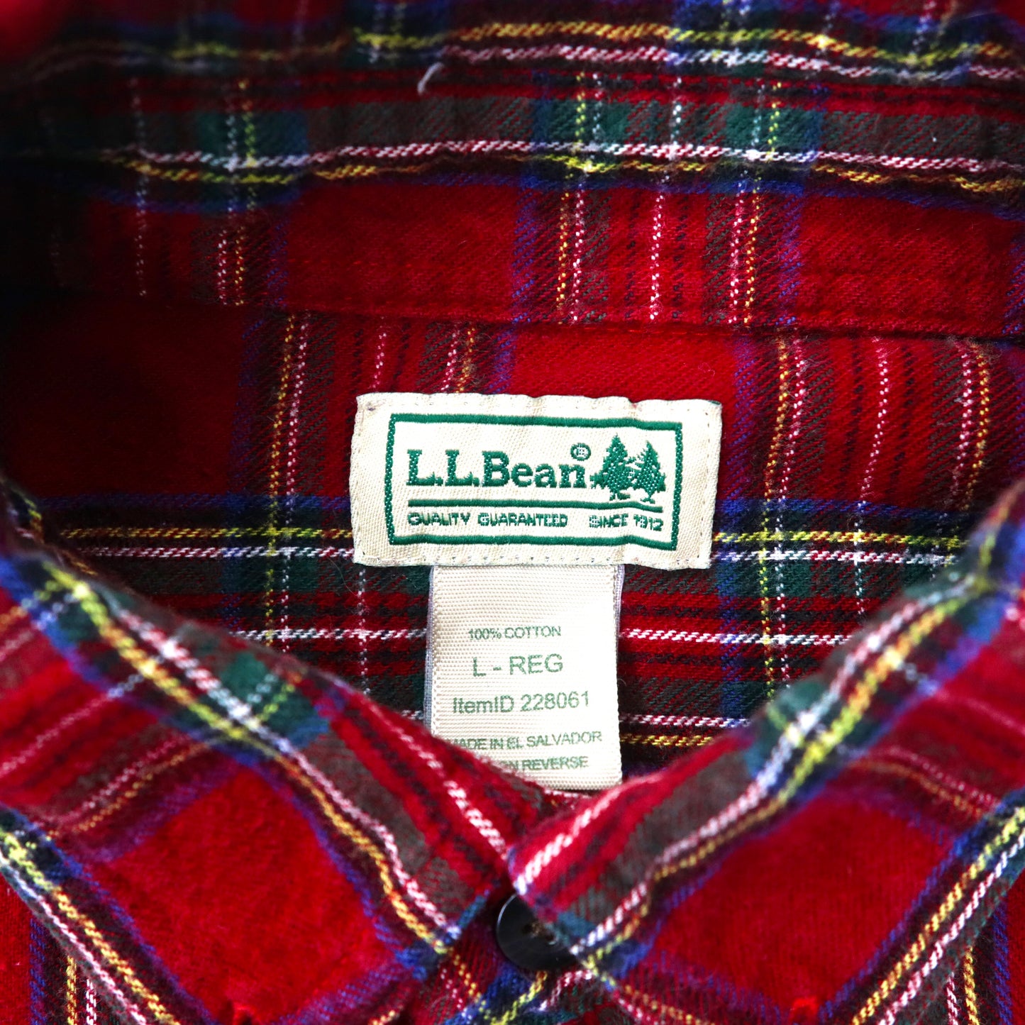 L.L.Bean タータンチェック ボタンダウンシャツ L レッド コットン