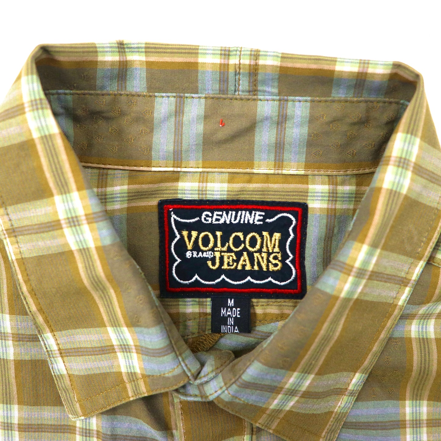 VOLCOM JEANS チェックシャツ M ベージュ チェック コットン オールドスケート 90年代