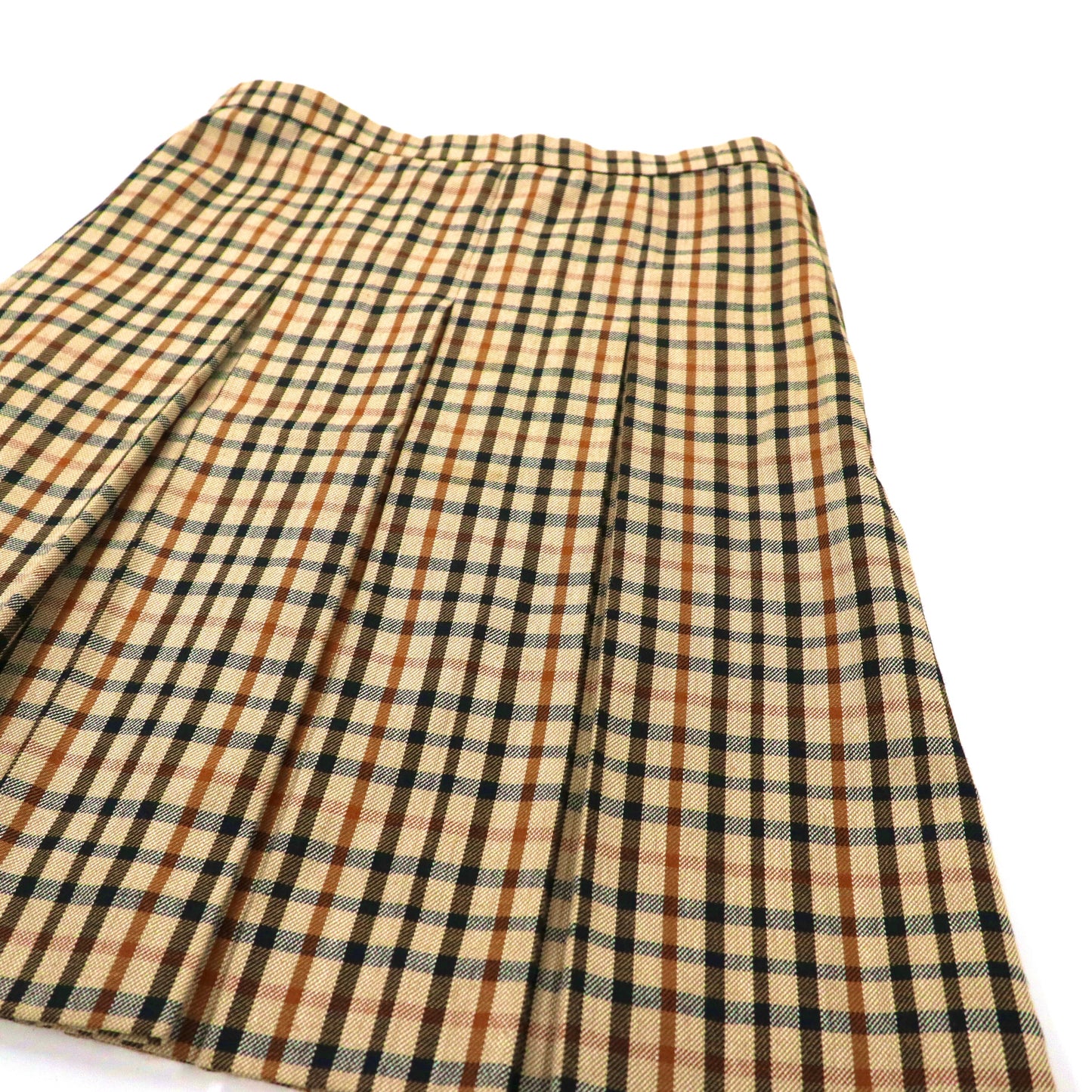 DAKS ボックスプリーツスカート 66-92 ベージュ チェック ウール オールド 日本製
