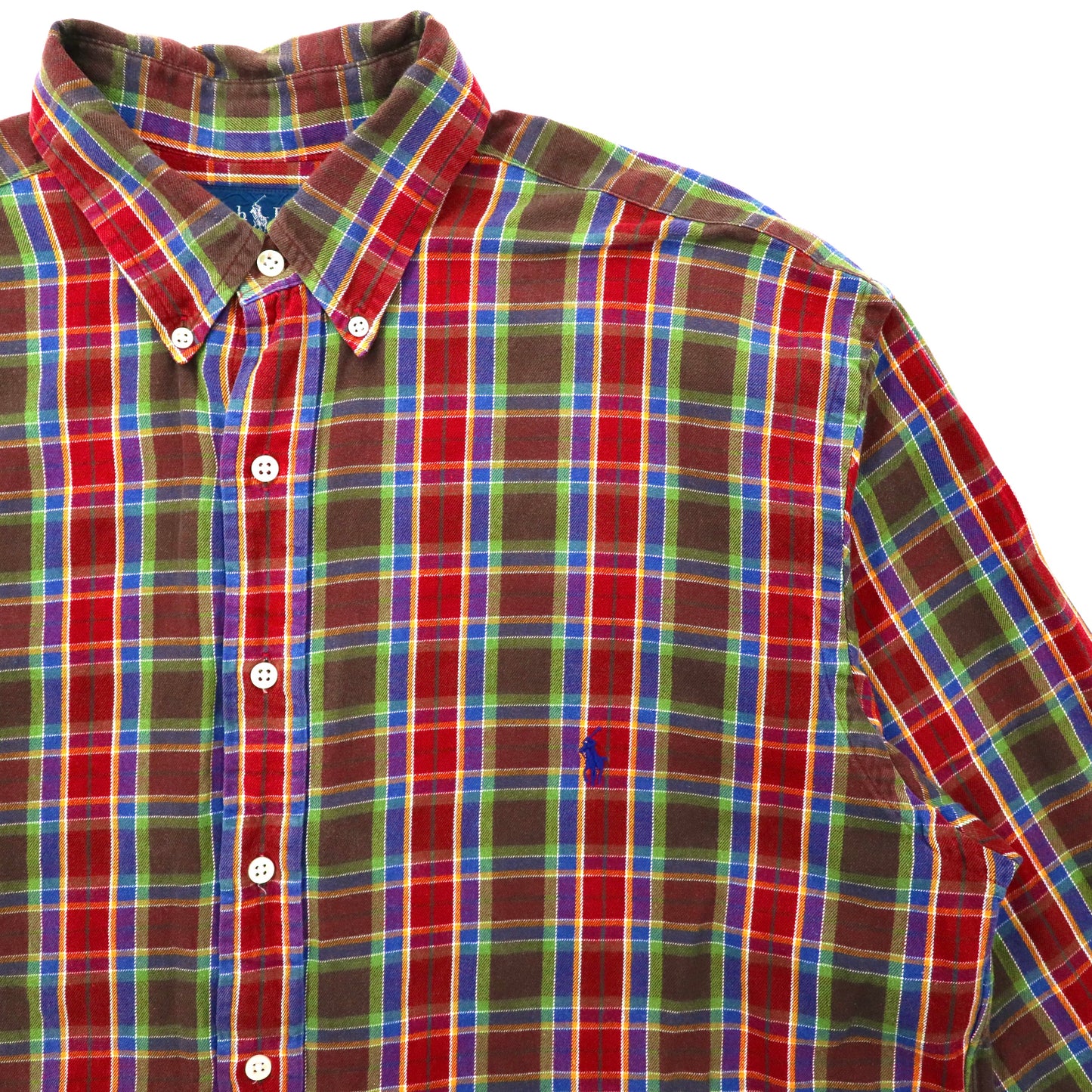 Ralph Lauren ビッグサイズ ボタンダウンシャツ LT レッド チェック コットン ワンポイントロゴ刺繍