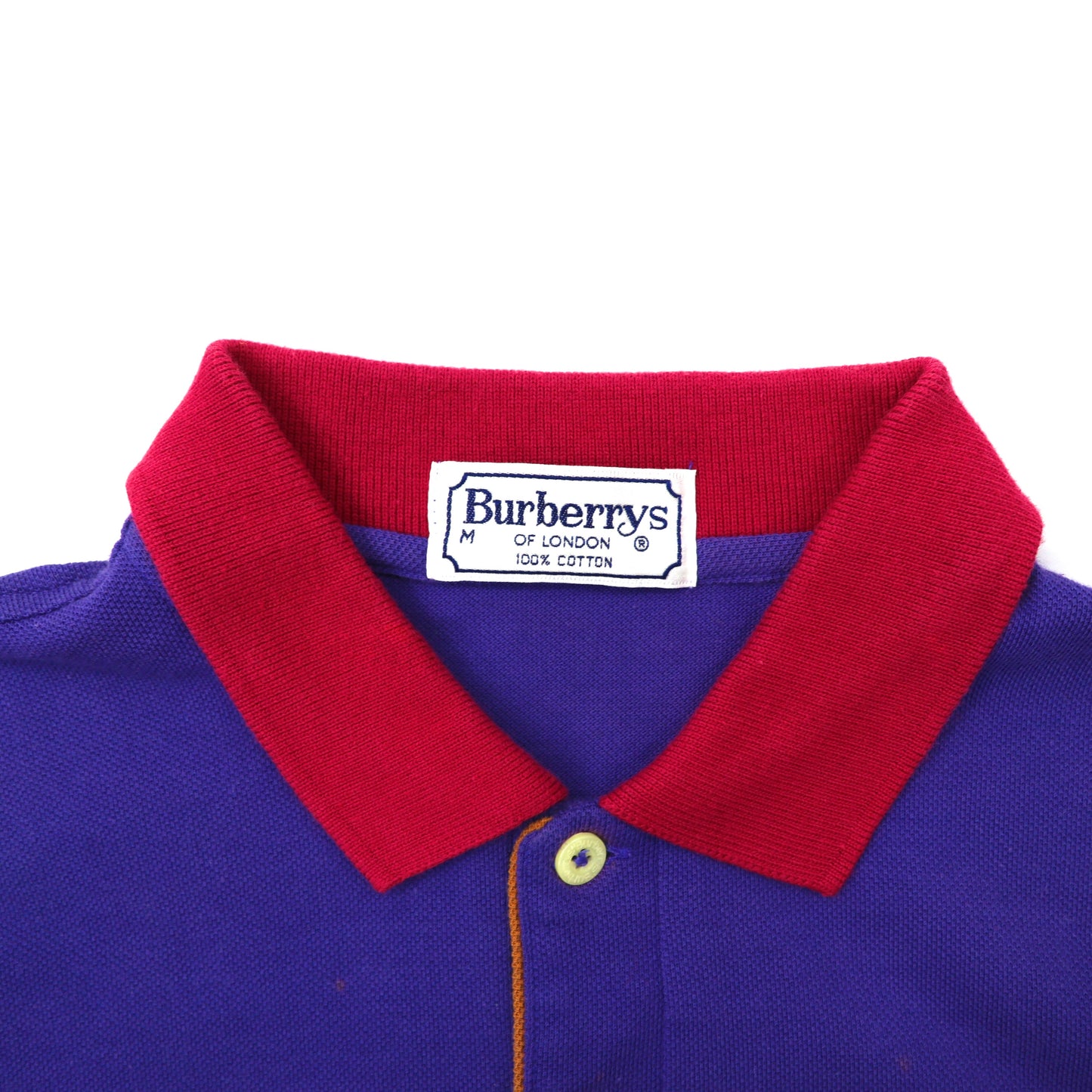Burberrys ポロシャツ M ブルー コットン エンブレムロゴ刺繍