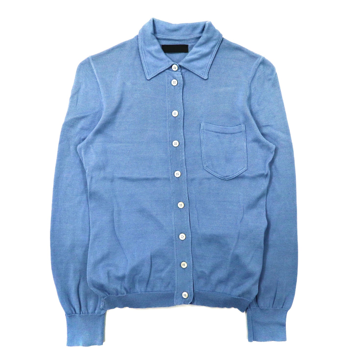 PRADA Knit Shirt Sweater 42 Blue Italian MADE Cotton – 日本然リトテ