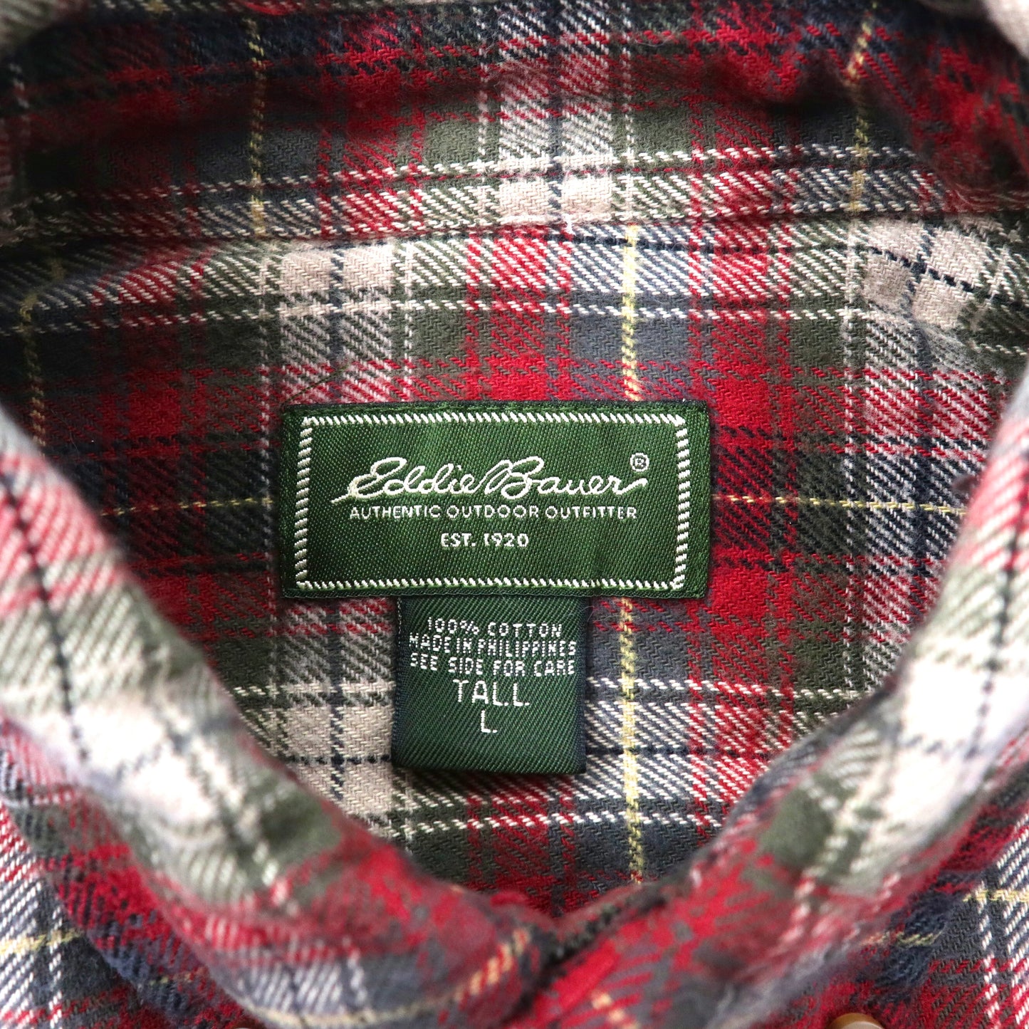 Eddie Bauer ボタンダウンシャツ L レッド チェック コットン ビッグサイズ 90年代