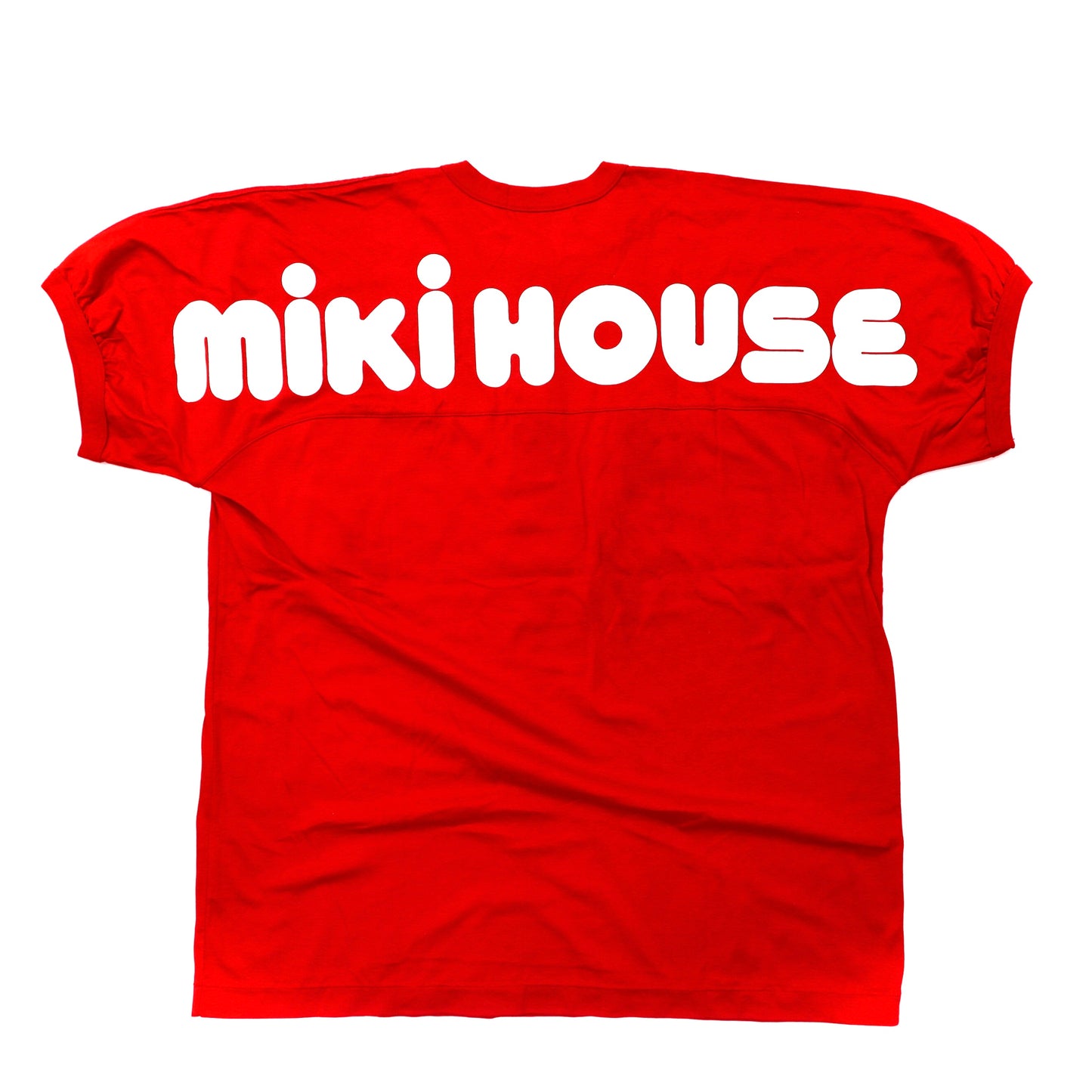 miki HOUSE ヘンリーネックTシャツ L レッド コットン スナップボタン バックロゴプリント 日本製