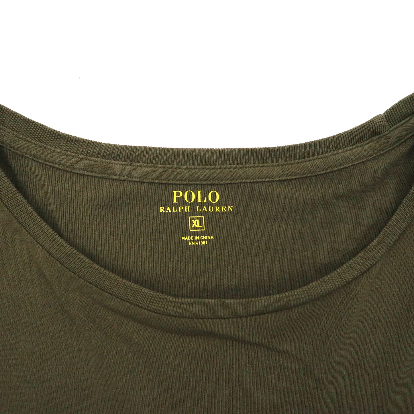 POLO RALPH LAUREN ビッグサイズ ロングスリーブTシャツ XL カーキ コットン ポケット付き スモールポニー刺繍