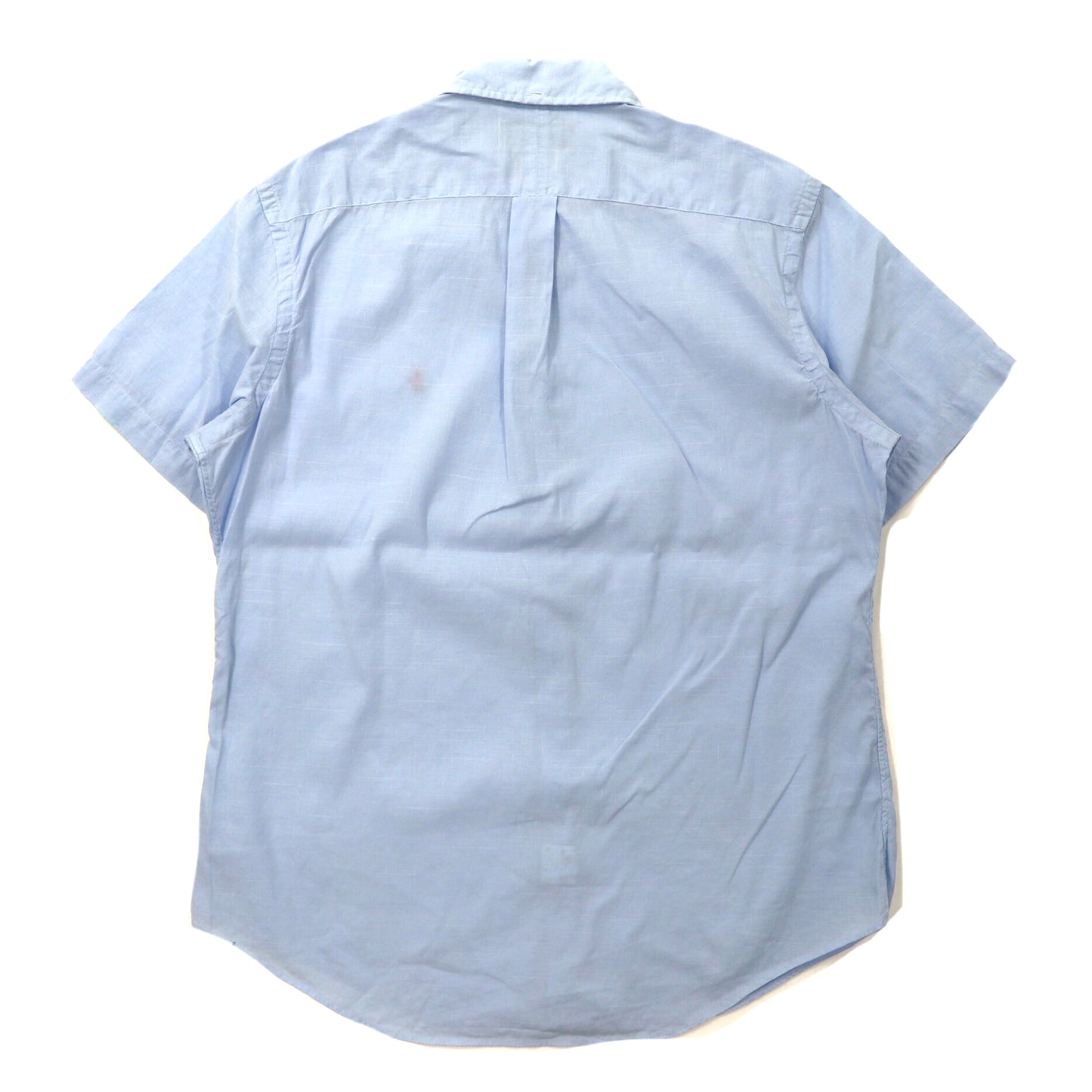 Ralph Lauren 半袖ボタンダウンシャツ XL ブルー リネン CUSTOM FIT スモールポニー刺繍