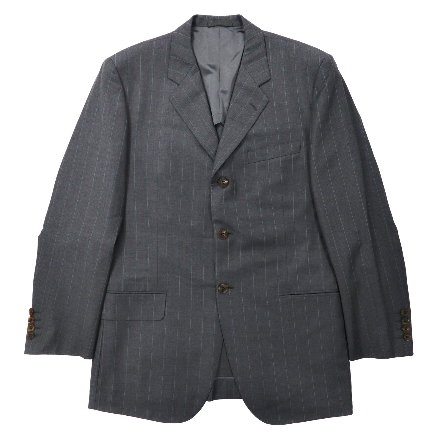 ERMENEGILDO ZEGNA 3B Suit Setup L Gray Striped Wool Italian MADE – 日本然リトテ