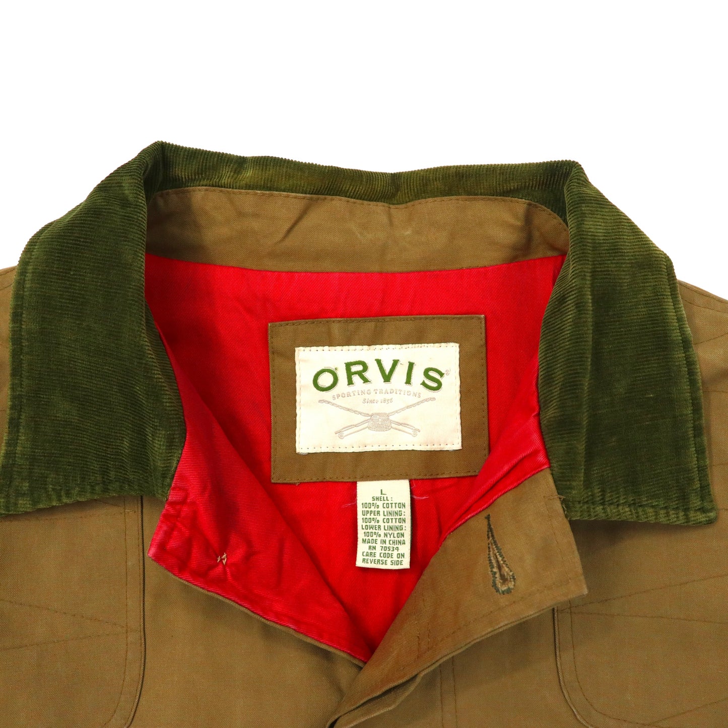 ORVIS ハンティングジャケット L ブラウン コットン 襟コーデュロイ 90年代