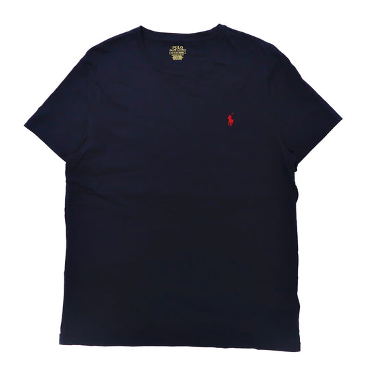 日本然リトテ-古着オンライン-POLO RALPH LAUREN ワンポイントロゴTシャツ XL ネイビー コットン CUSTOM SLIM FIT スモールポニー刺繍-