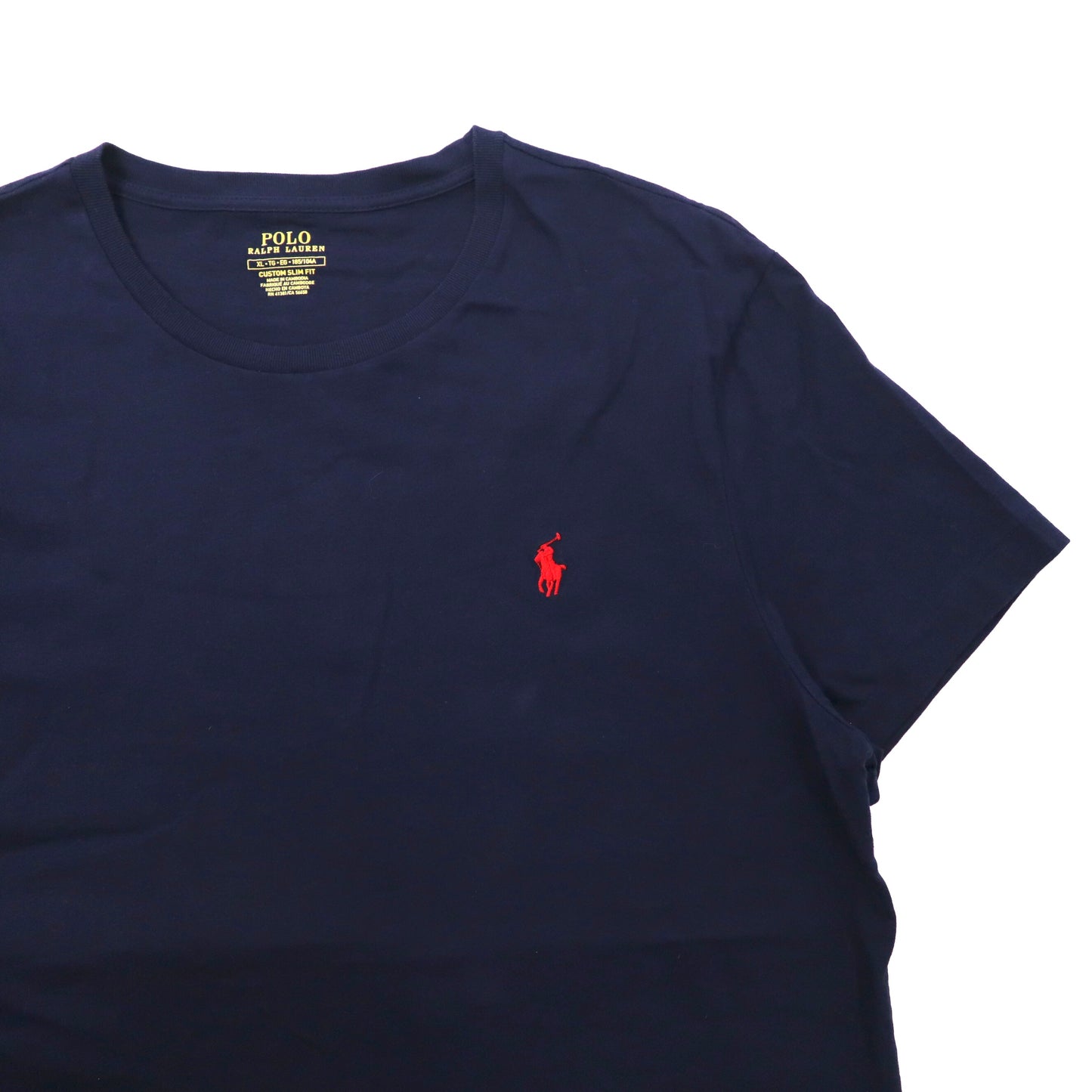 POLO RALPH LAUREN ワンポイントロゴTシャツ XL ネイビー コットン CUSTOM SLIM FIT スモールポニー刺繍