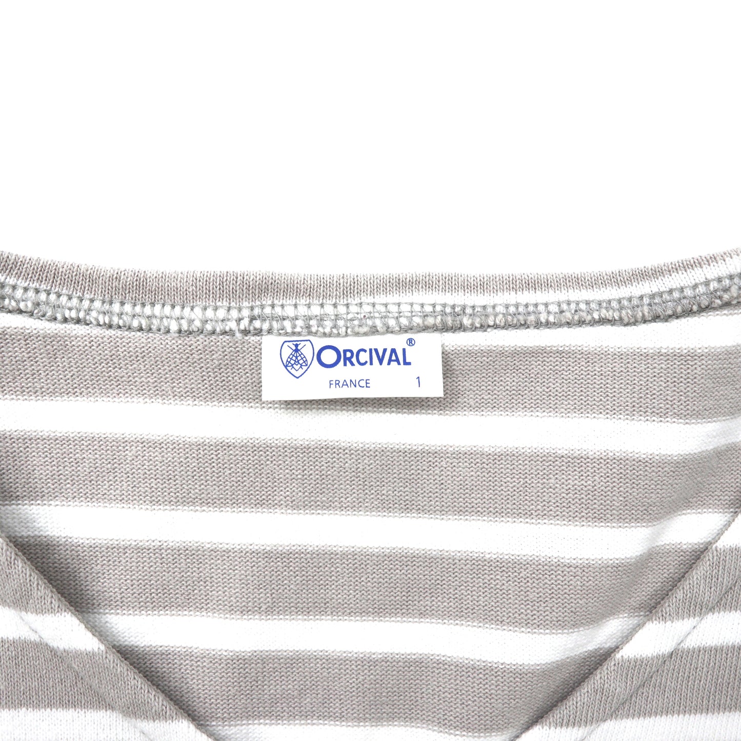ORCIVAL VネックTシャツ 1 グレー ボーダー コットン 日本製