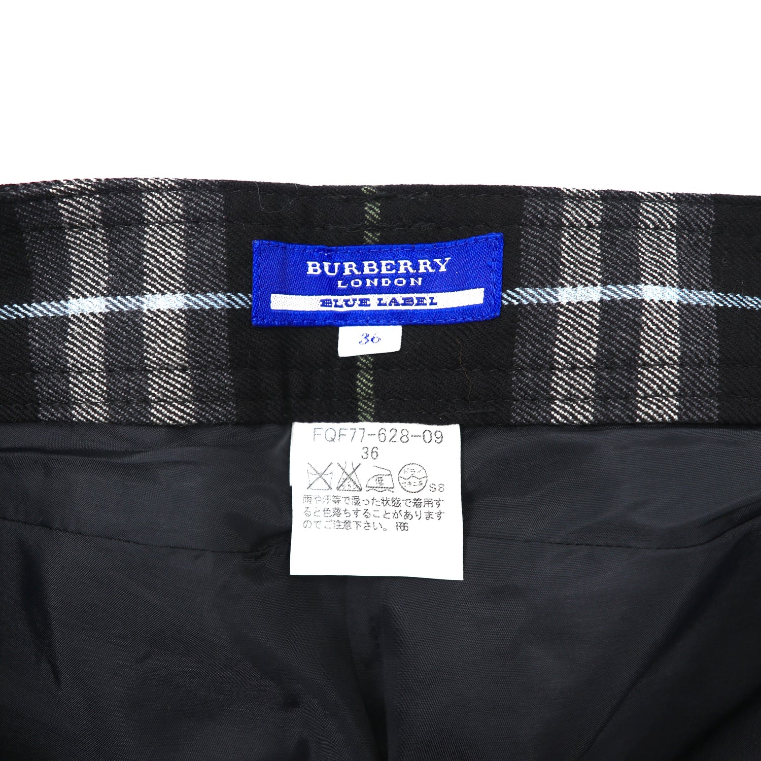 Burberry Blue Label Checked Pants 36 Black Wool Japan Made – 日本