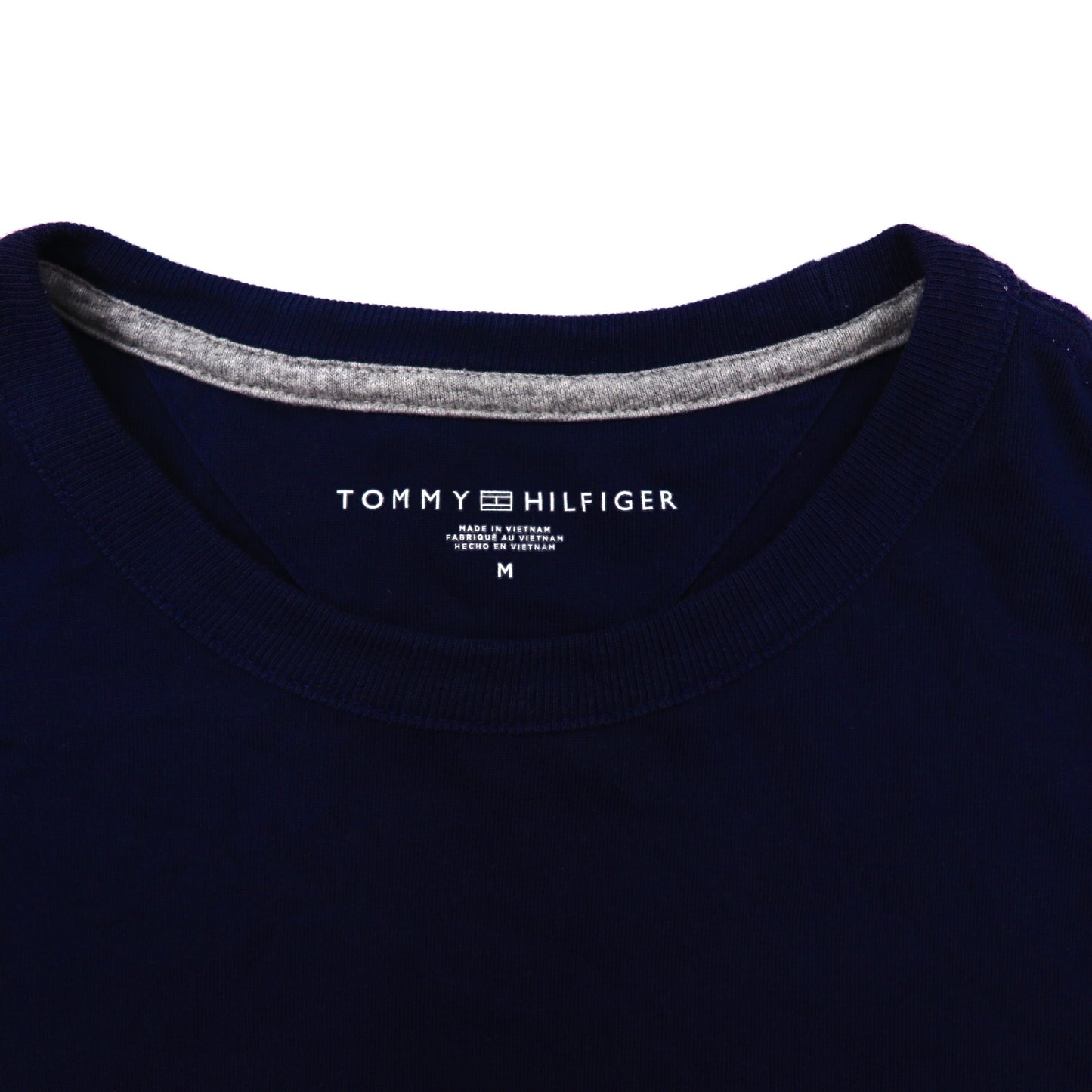 TOMMY HILFIGER ロングスリーブTシャツ M ネイビー コットン ロゴ刺繍