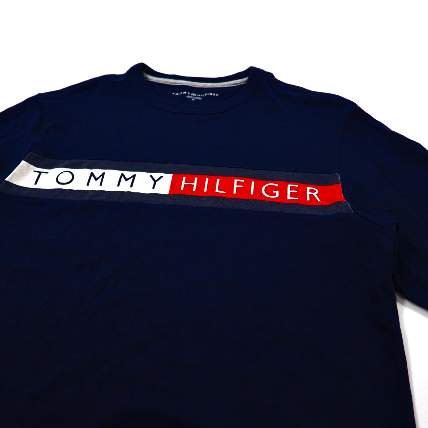 TOMMY HILFIGER ロングスリーブTシャツ M ネイビー コットン ロゴ刺繍