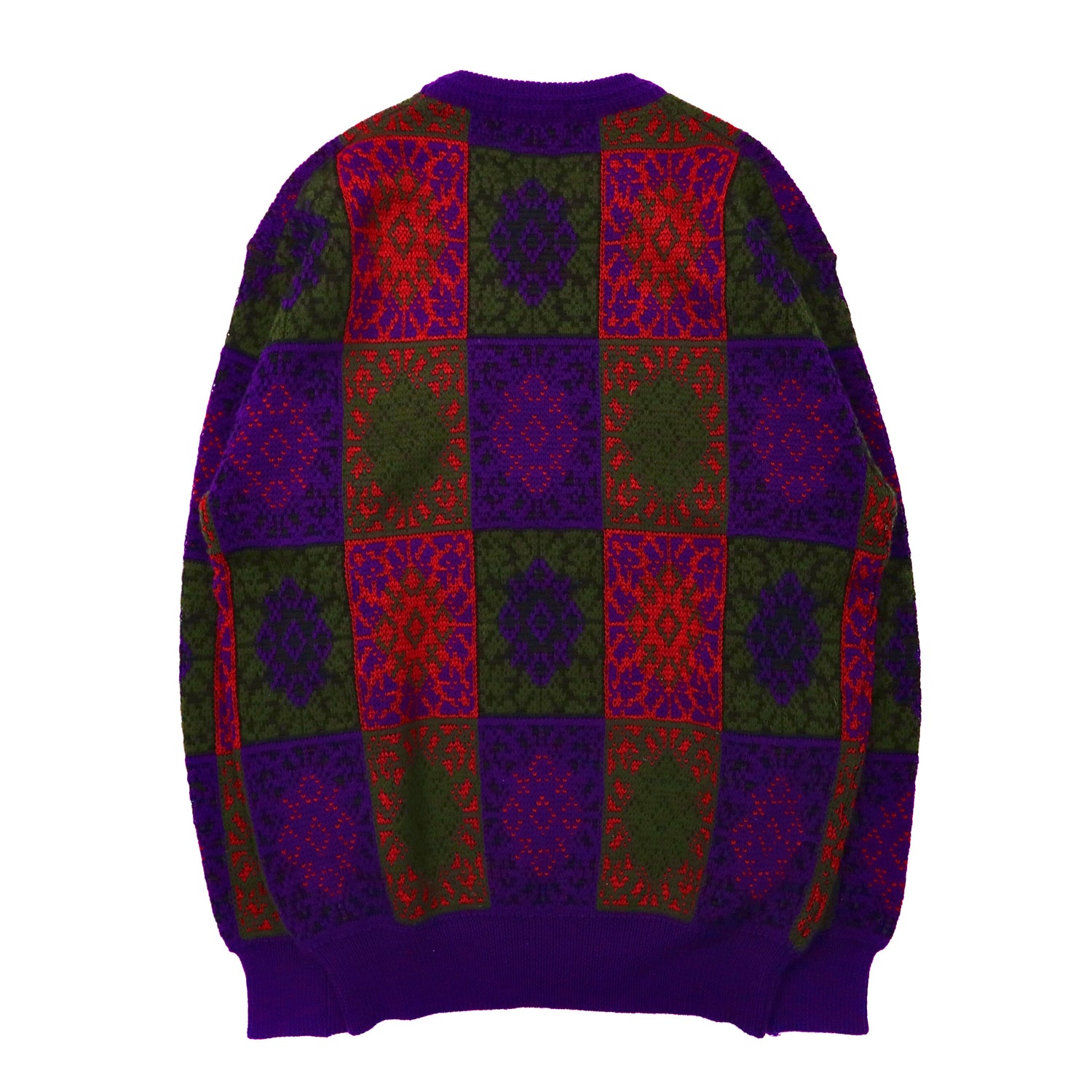 BM Club Patterned Knit Sweater L Purple Wool 90s Japan MADE – 日本 