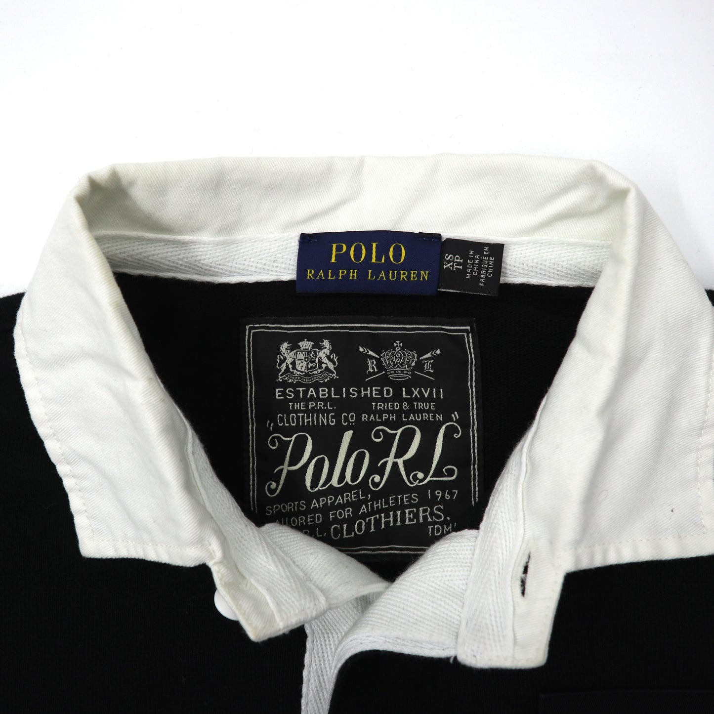 POLO RALPH LAUREN ラガーシャツワンピース XS ブラック コットン エンブレムロゴ刺繍