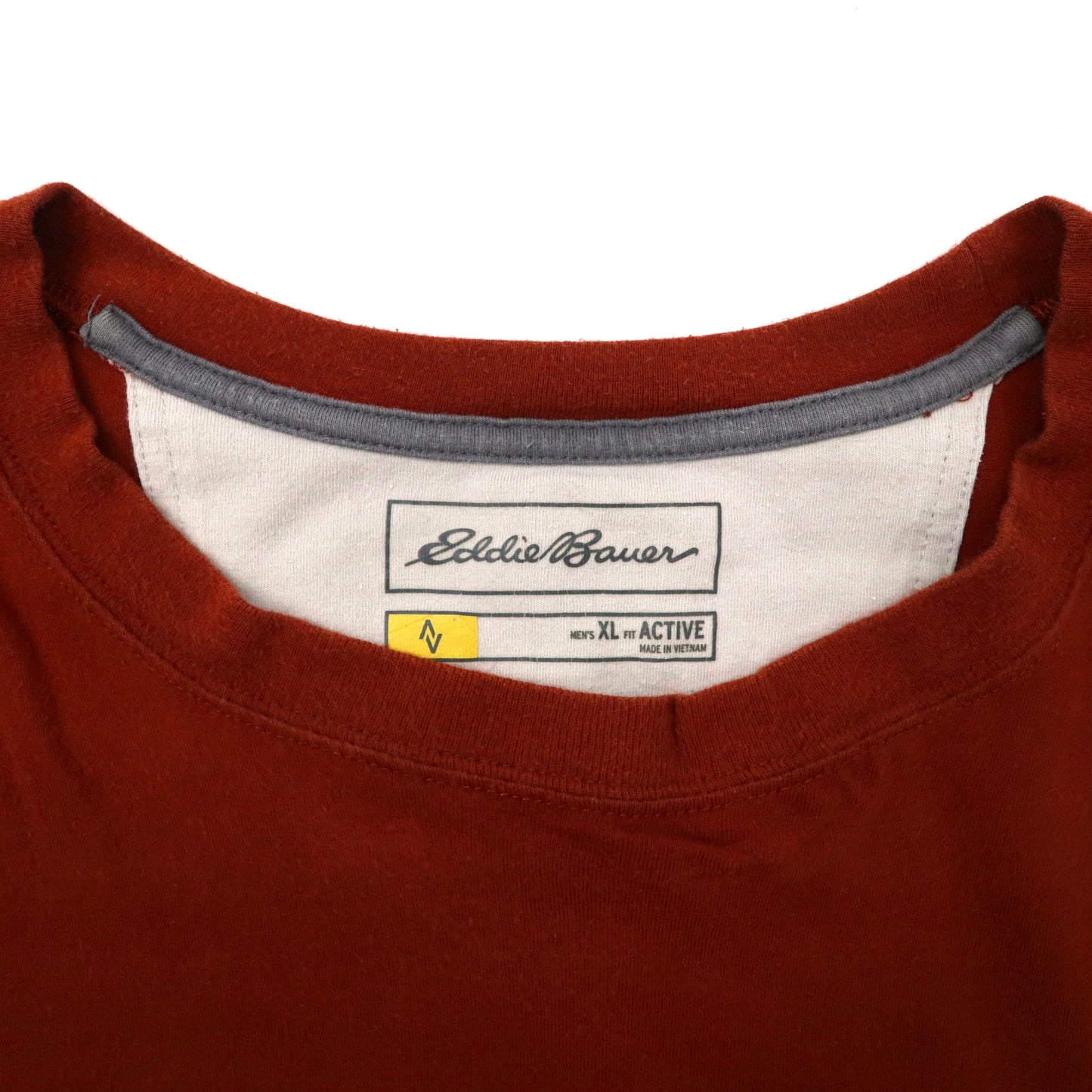 Eddie Bauer アクティブフィットTシャツ XL ブラウン コットン ストレッチ ワンポイントロゴ