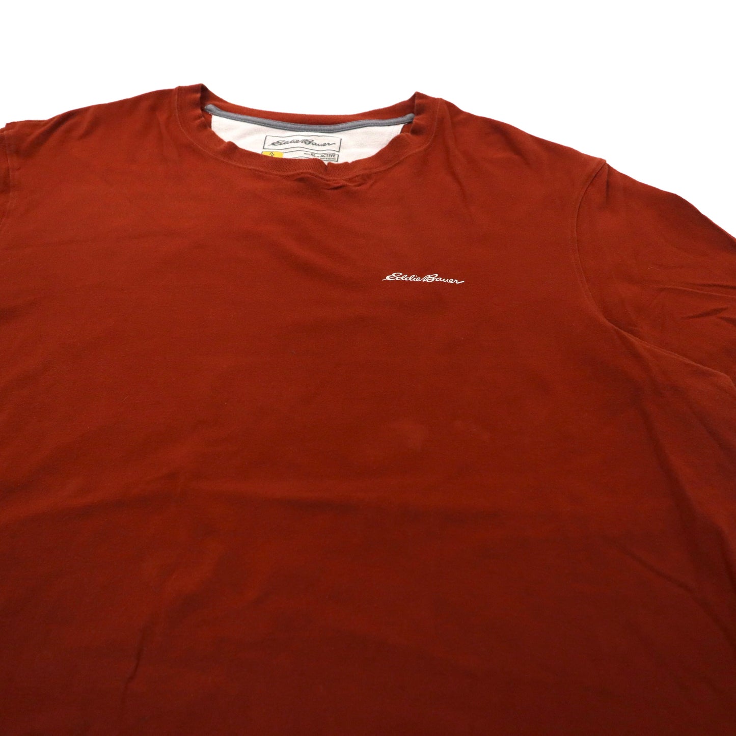 Eddie Bauer アクティブフィットTシャツ XL ブラウン コットン ストレッチ ワンポイントロゴ
