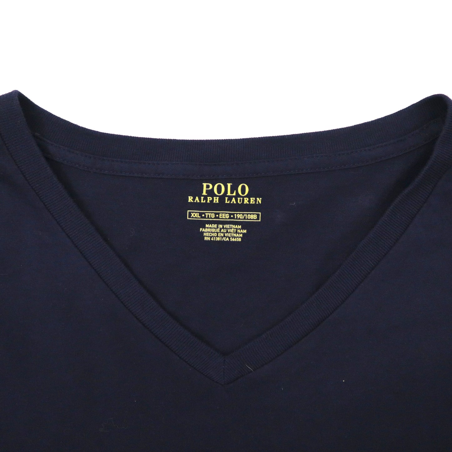 POLO RALPH LAUREN ビッグサイズ VネックTシャツ XXL ネイビー コットン スモールポニー刺繍