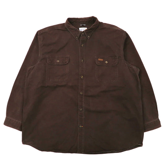 carhartt ビッグサイズ ボタンダウン ワークシャツ 3XL ブラウン コットン ニカラグア製