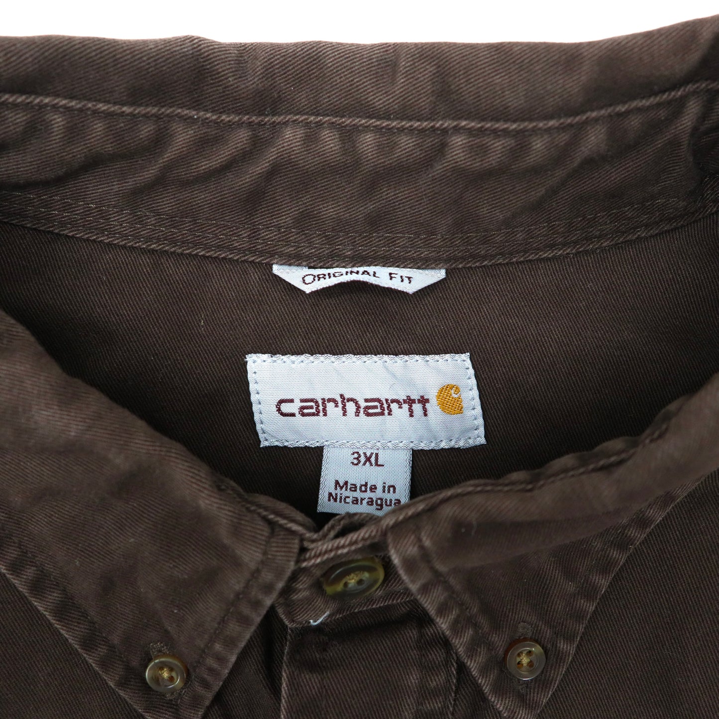 carhartt ビッグサイズ ボタンダウン ワークシャツ 3XL ブラウン コットン ニカラグア製