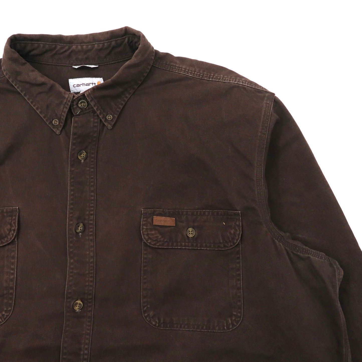 carhartt ビッグサイズ ボタンダウン ワークシャツ 3XL ブラウン コットン ニカラグア製