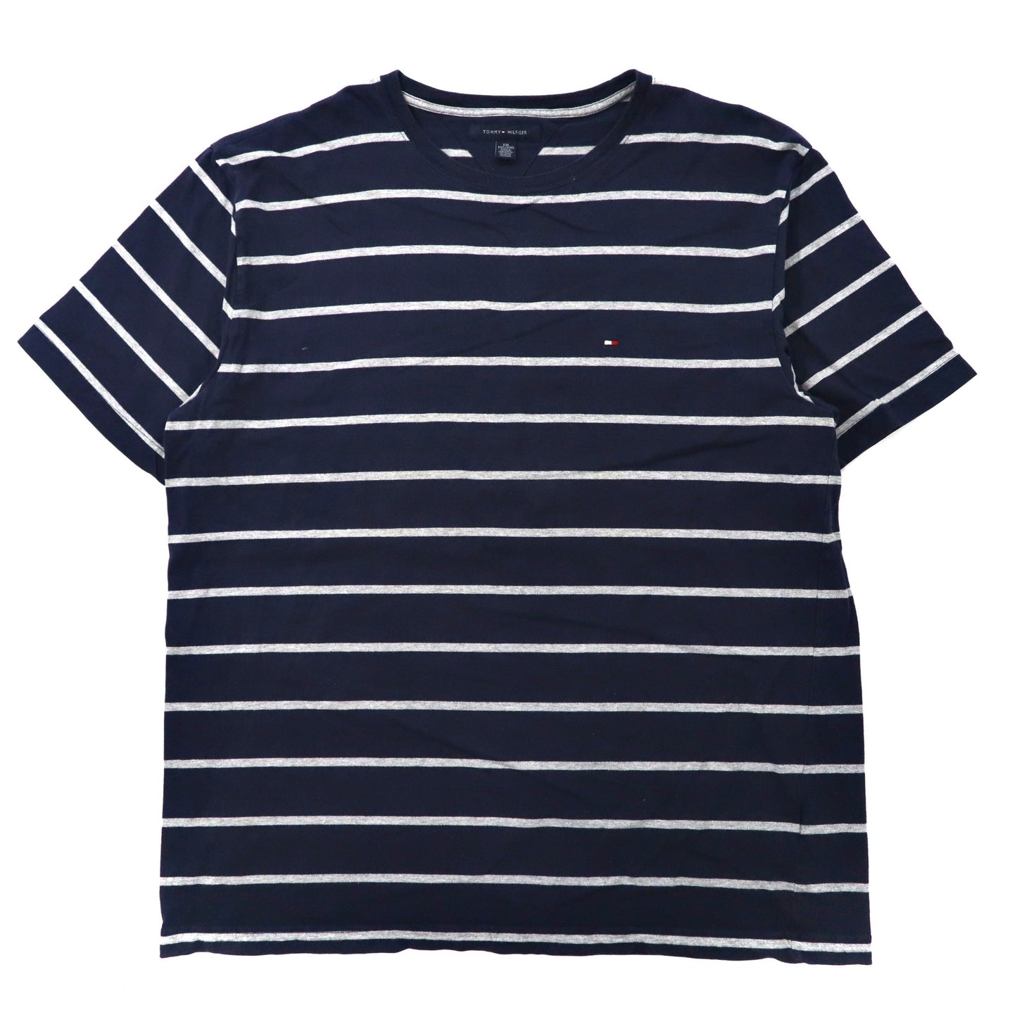 TOMMY HILFIGER ビッグサイズ ボーダーTシャツ XXL ネイビー コットン ワンポイントロゴ