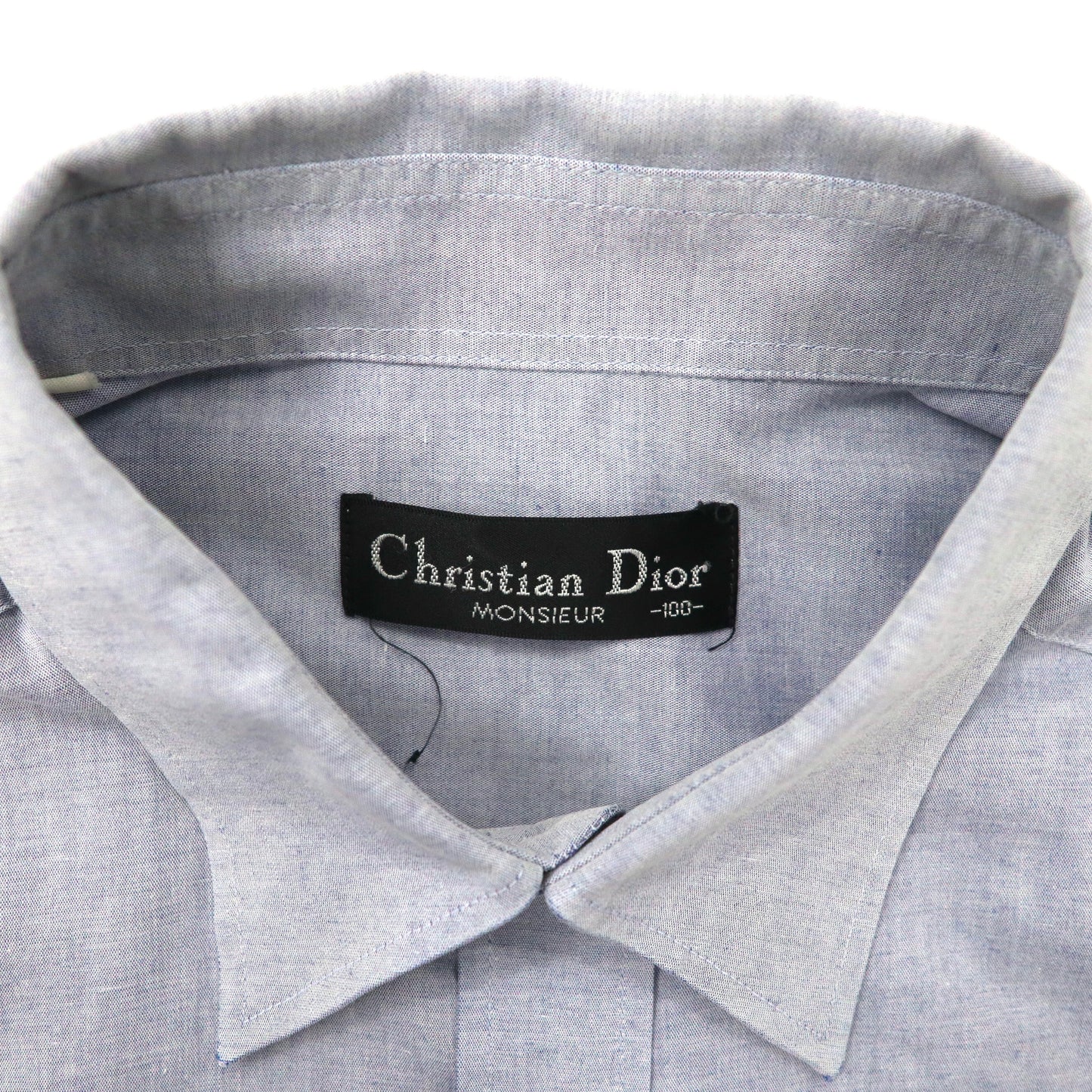 Christian Dior MONSIEUR ドレスシャツ 100 ブルー コットン ワンポイントロゴ刺繍 オールド