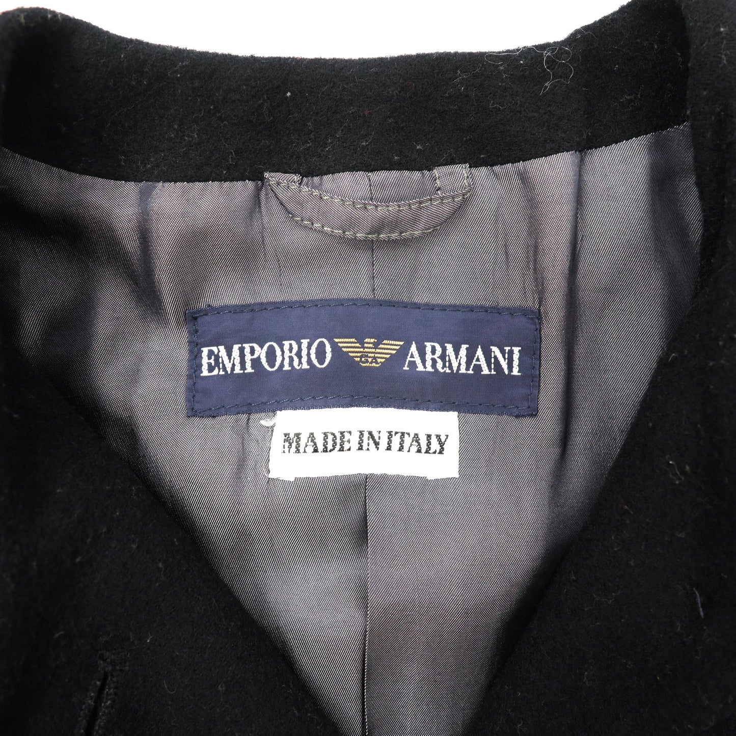 EMPORIO ARMANI ノーカラーメルトンジャケット 40 ブラック ウール 6621-1003 イタリア製