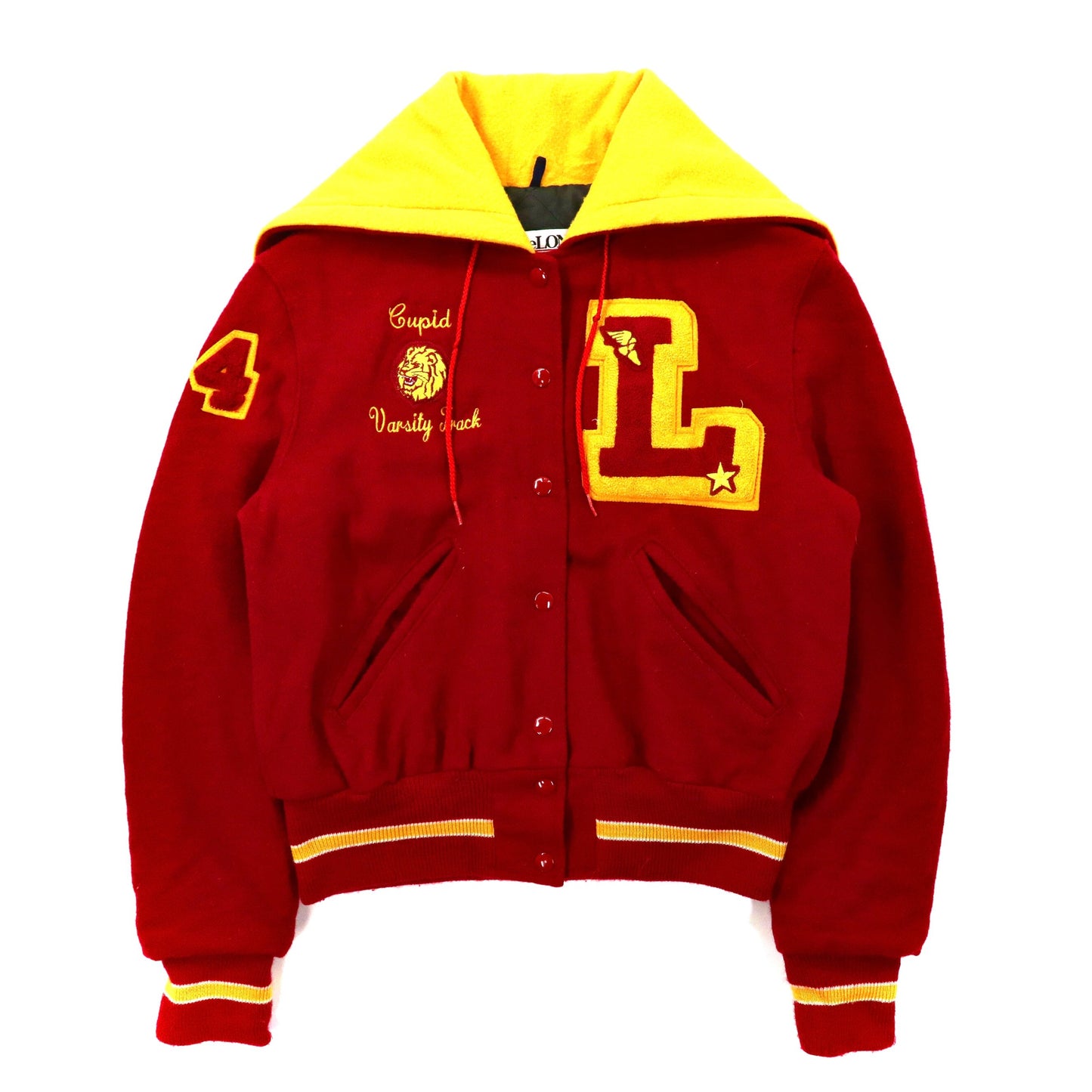 Delong Sailor Color VARSITY JACKET 16 Red Wool 90s Rabbit Hoodie ...