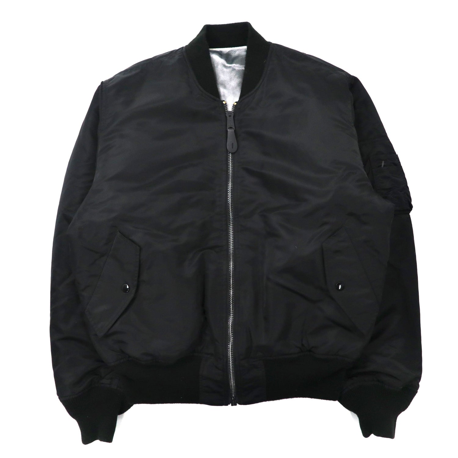 ALPHA INDUSTRIES Reversible MA-1 Flight Jacket L Black Nylon Photo