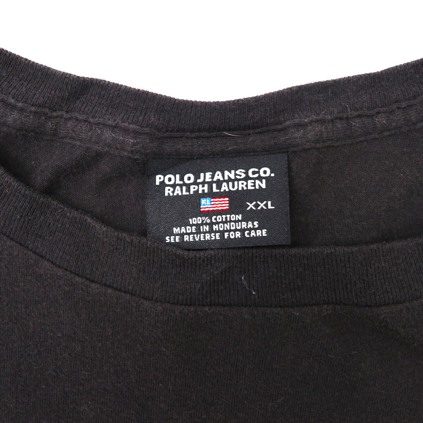 POLO JEANS CO. RALPH LAUREN クルーネックTシャツ XXL ブラック コットン ロゴプリント ビッグサイズ 90年代
