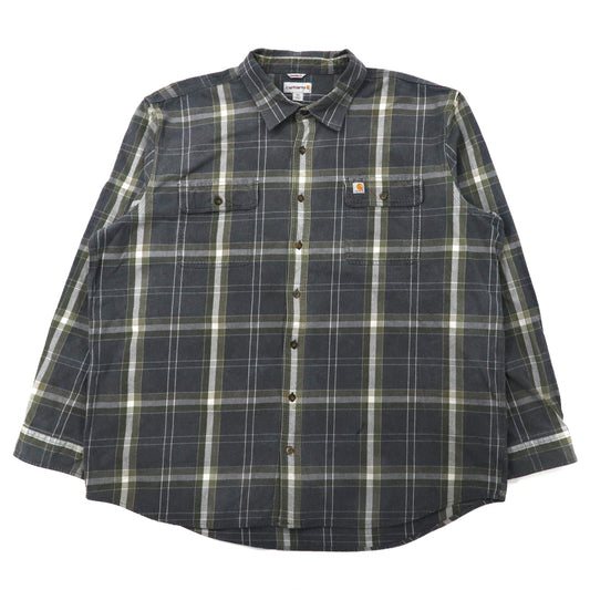 carhartt ビッグサイズ ワークシャツ 3XL グレー チェック コットン ORIGINAL FIT