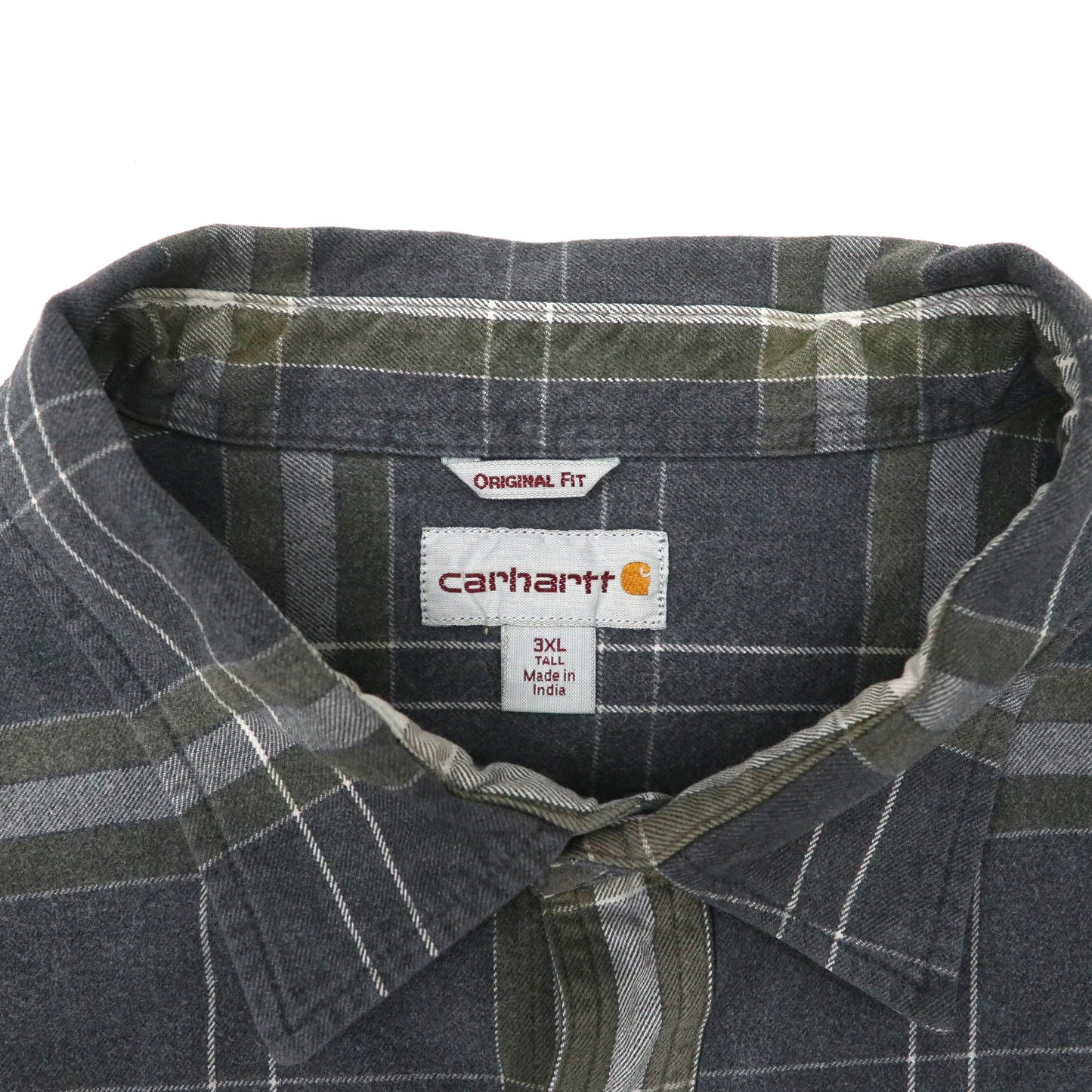 carhartt ビッグサイズ ワークシャツ 3XL グレー チェック コットン ORIGINAL FIT