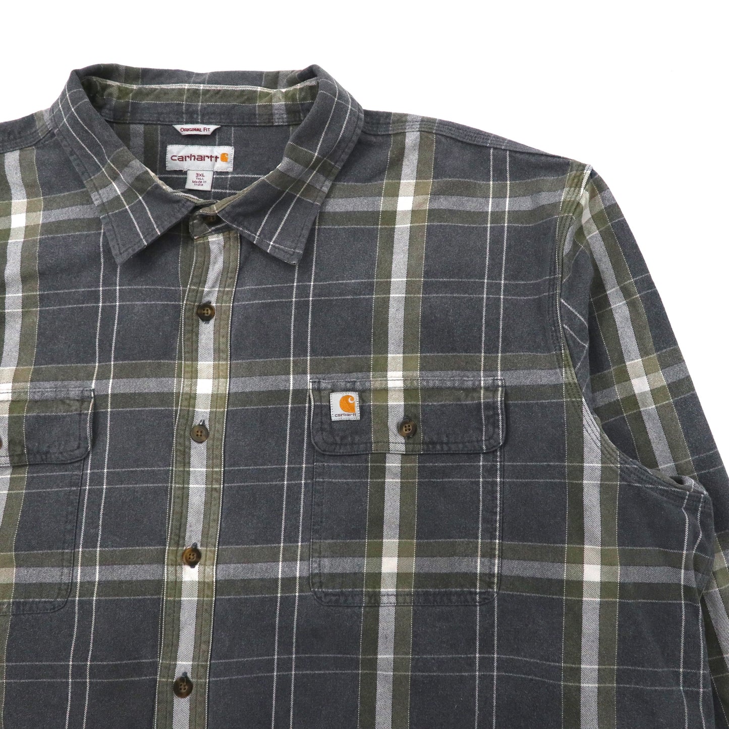 carhartt ビッグサイズ ワークシャツ 3XL グレー チェック コットン ORIGINAL FIT