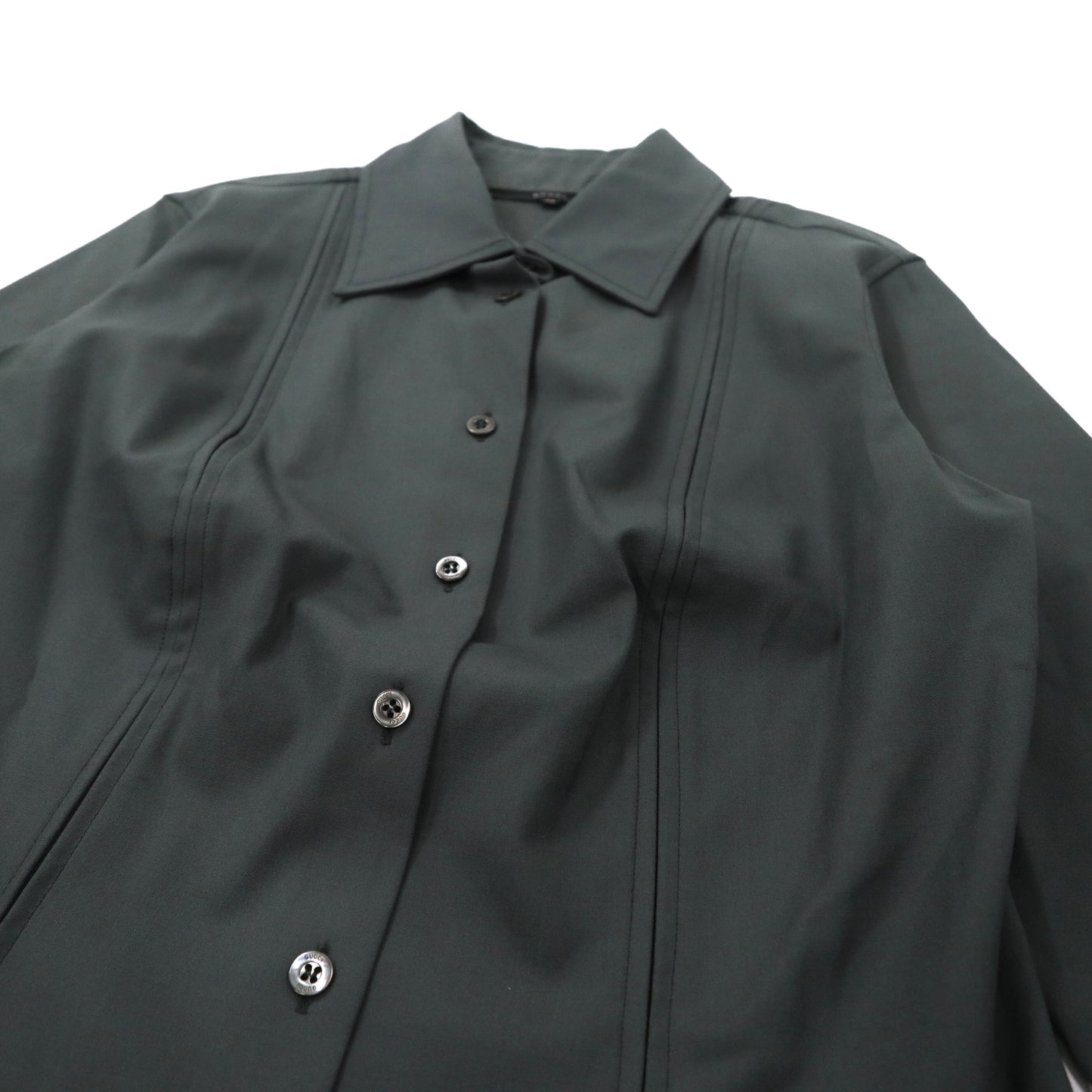 GUCCI ドレスシャツ 40 グレー ウール カシミヤ混 ストレッチ 0209 / VG707 イタリア製