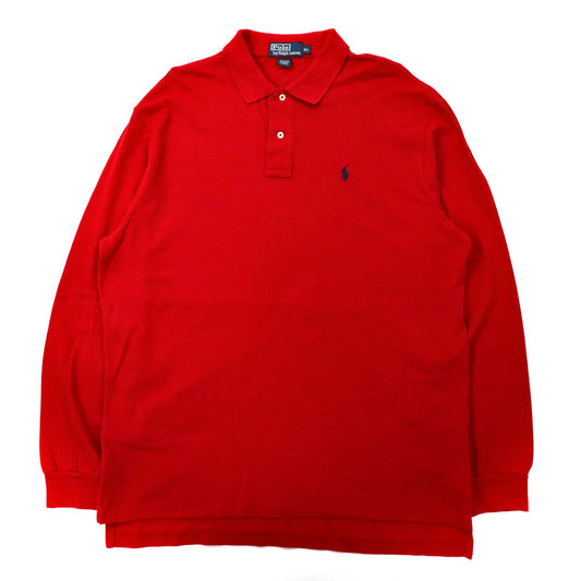 日本然リトテ-古着オンライン-Polo by Ralph Lauren ビッグサイズ 長袖ポロシャツ XL レッド コットン 鹿の子 スモールポニー刺繍-