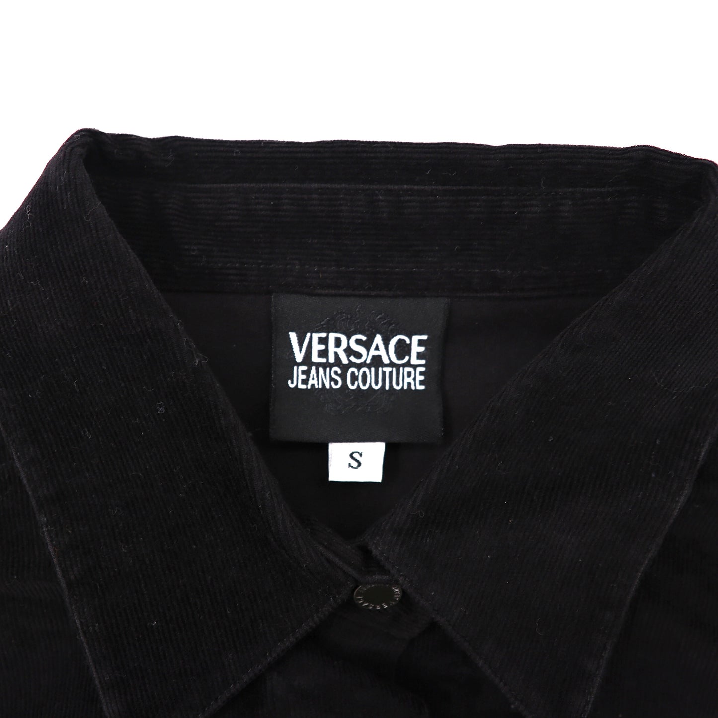 VERSACE JEANS COUTURE コーデュロイシャツ S ブラック ストレッチ加工 イタリア製