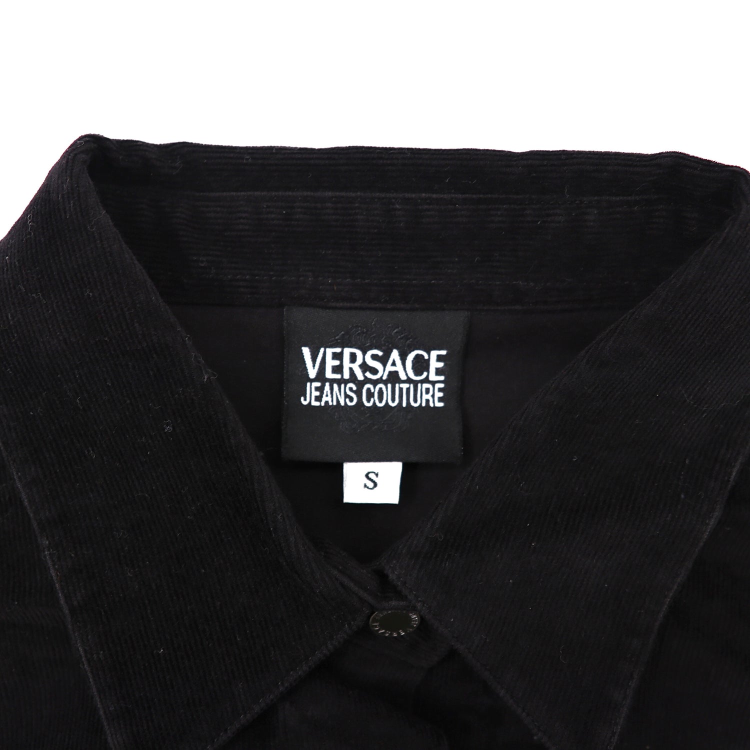 VERSACE JEANS COUTURE Corduroy shirt S Black Stretching Italian ...