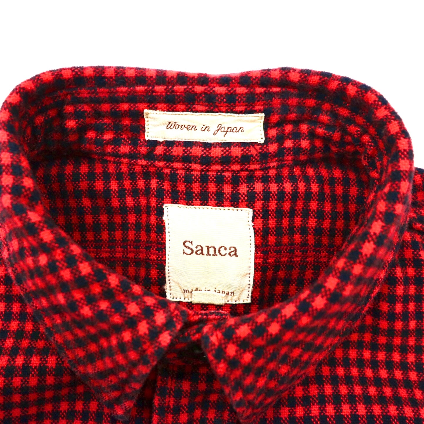 Sanca ネルシャツ BOYサイズ レッド チェック コットン 日本製
