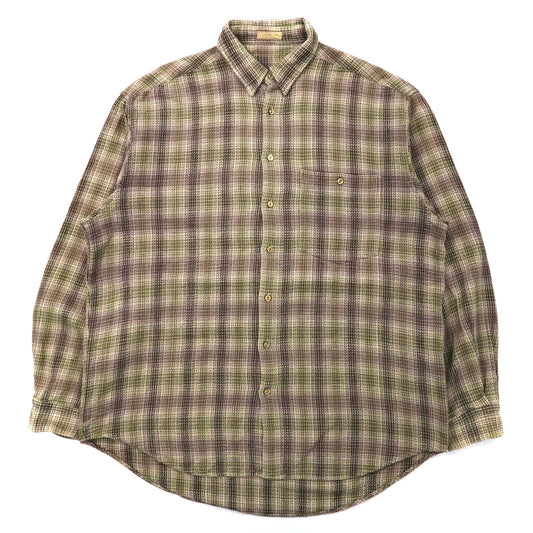 Big Flannel Shirt オーバーサイズ フランネルシャツ XL ベージュ チェック リネン