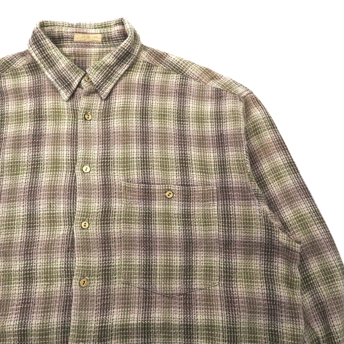 Big Flannel Shirt オーバーサイズ フランネルシャツ XL ベージュ チェック リネン