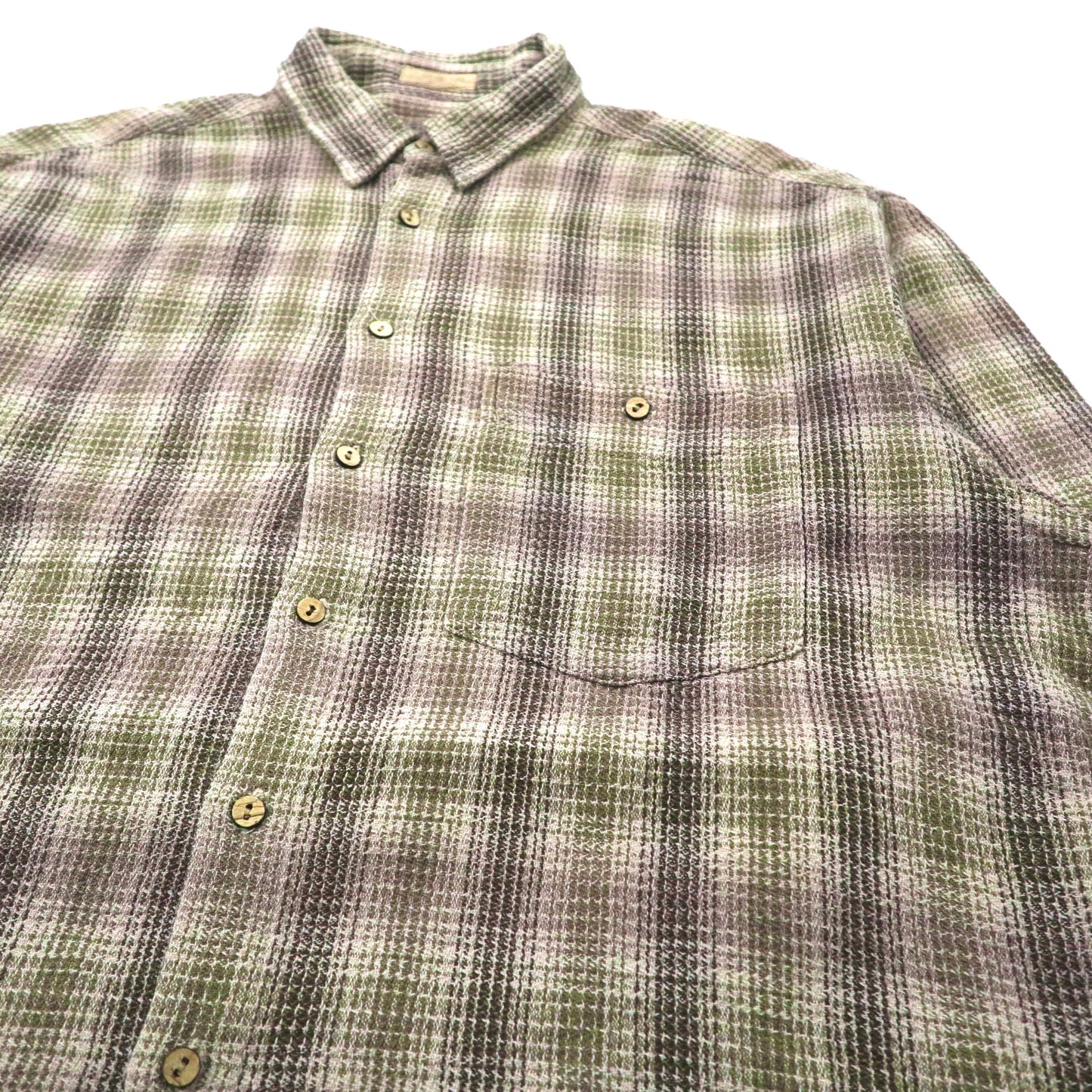 Big Flannel Shirt オーバーサイズ フランネルシャツ XL ベージュ チェック リネン