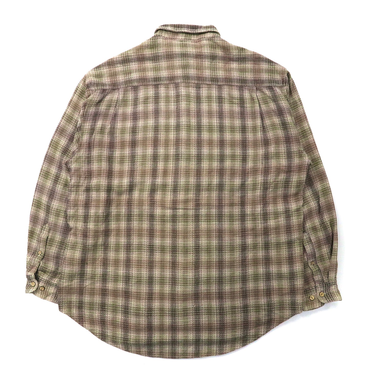 Big Flannel Shirt オーバーサイズ フランネルシャツ XL ベージュ チェック リネン