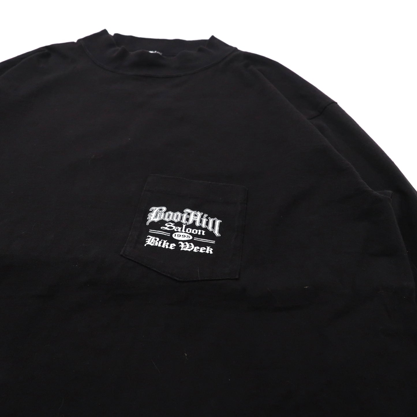 USA製 BOOT HILL SALOON ハイネック ロングスリーブTシャツ XXL ブラック コットン バイカー バックプリント ビッグサイズ 90年代
