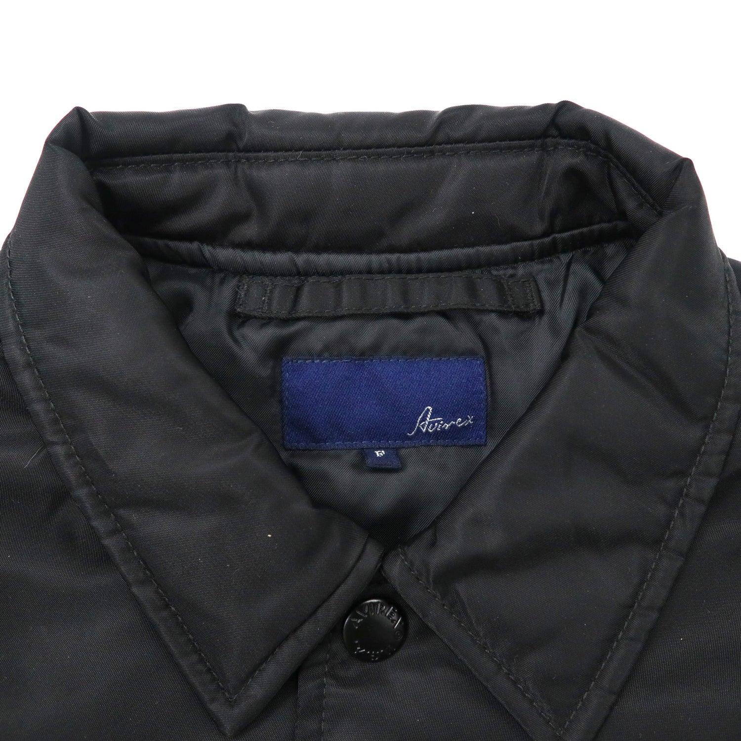 AVIREX Coach Jacket Free Black Nylon Logo Embroidery Buck Logo